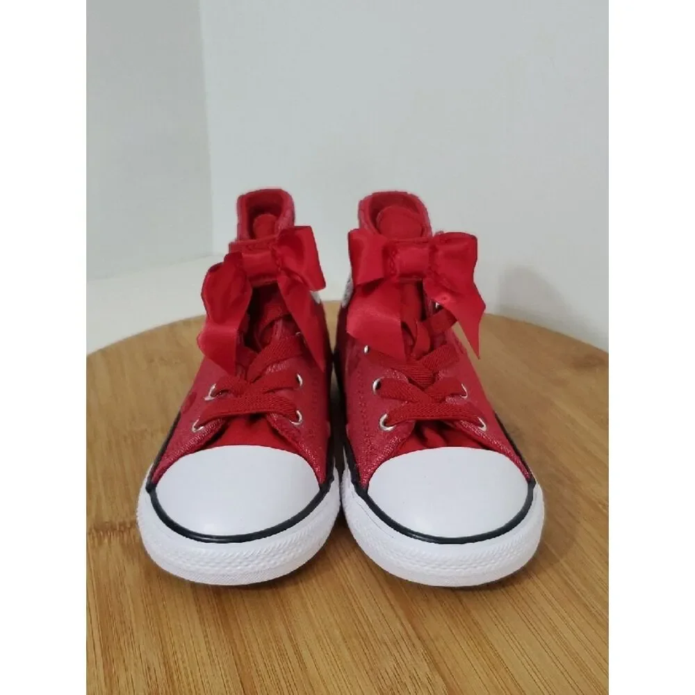 Converse CTAS 1V High Top Toddler Sneakers Red Bow Size 9 NIB